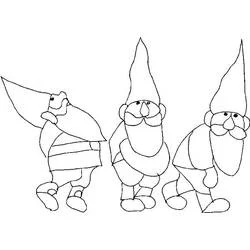Coloriage Gnomes marchant en groupe