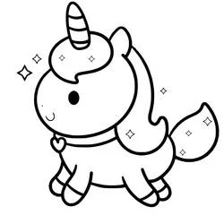 Coloriage Licorne Kawaii se promenant joyeusement