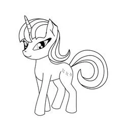 Coloriage Licorne Kawaii debout à la crinière bouclée