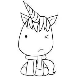 Coloriage Licorne Kawaii avec une écharpe