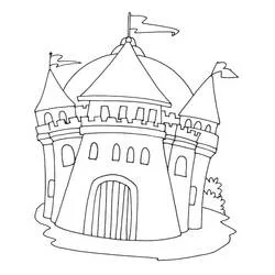 Coloriage Château du Moyen Âge à trois tours