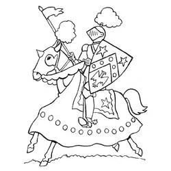 Coloriage Chevalier chevauchant son cheval en armure