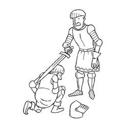 Coloriage Chevalier adoubant un jeune écuyer