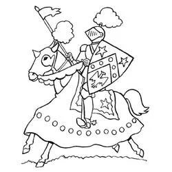 Coloriage Chevalier sur son cheval en armure