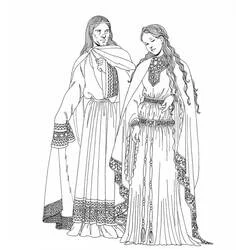 Coloriage Couple noble médiéval en tenues d'apparat