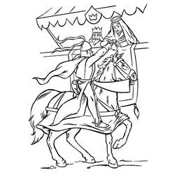 Coloriage Chevalier recevant un présent d'une dame