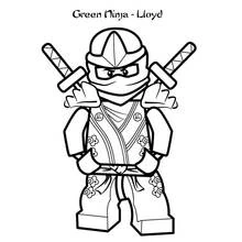 Coloriage Lloyd le ninja vert croisant ses épées
