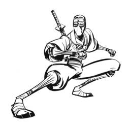 Coloriage Ninja en position de combat