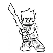 Coloriage Ninja Ninjago brandissant une épée dentelée