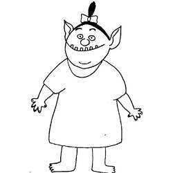 Coloriage Ogre souriant avec un nœud sur la tête