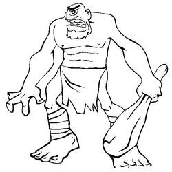 Coloriage Ogre cyclope tenant une massue