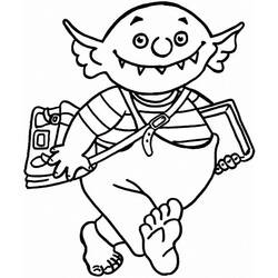 Coloriage Ogre partant à l'école avec ses livres