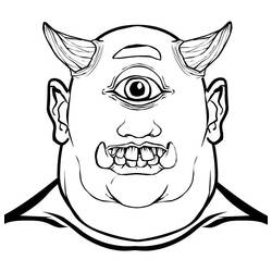 Coloriage Ogre au visage à un œil et cornes