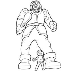 Coloriage Ogre face à un petit garçon