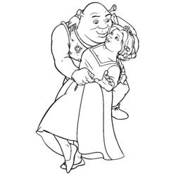Coloriage Ogre Shrek tenant Fiona dans ses bras