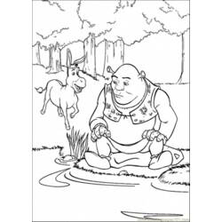 Coloriage Shrek et l'Âne près de l'étang