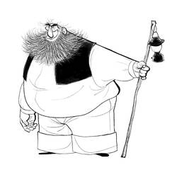Coloriage Ogre tenant un bâton à lanterne