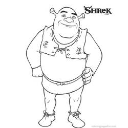 Coloriage Ogre souriant debout, mains sur les hanches