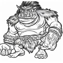 Coloriage Ogre grimaçant aux poings serrés