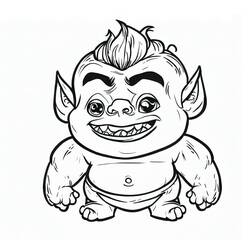 Coloriage Ogre bébé debout avec un large sourire