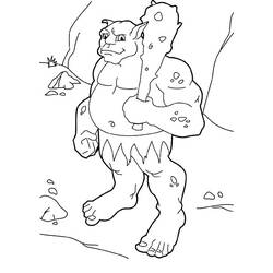 Coloriage Ogre tenant une massue à pointes