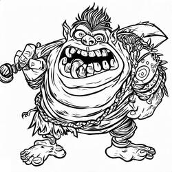 Coloriage Ogre rugissant avec une massue