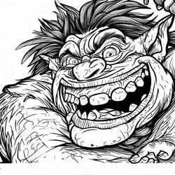 Coloriage Ogre au visage grimaçant effrayant