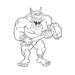 Coloriage Ogre tenant un énorme marteau