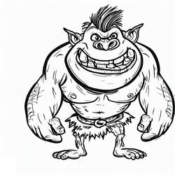 Coloriage Ogre souriant avec les poings serrés