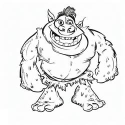 Coloriage Ogre de dessin animé souriant les mains sur les hanches
