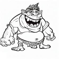 Coloriage Ogre riant les poings serrés