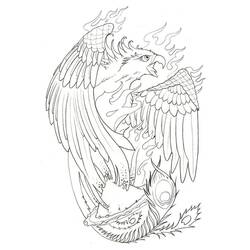 Coloriage Phénix aux ailes déployées Coloriage Phénix aux ailes déployées