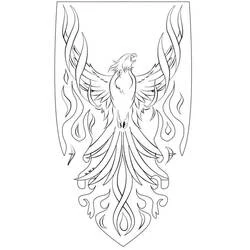 Coloriage Phénix aux ailes déployées entouré de flammes Coloriage Phénix aux ailes déployées entouré de flammes