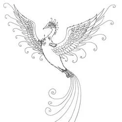 Coloriage Phénix aux ailes déployées Coloriage Phénix aux ailes déployées