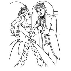 Coloriage Prince tenant la main d'une princesse