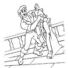 Coloriage Prince Eric tenant la barre du navire