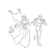 Coloriage Prince et Cendrillon se tenant la main