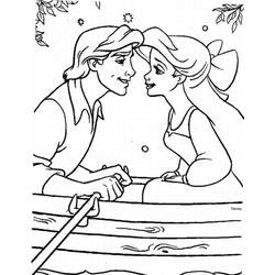Coloriage Prince Eric et Ariel partageant un moment en barque