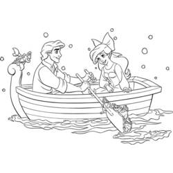Coloriage Prince Eric ramant en bateau avec Ariel