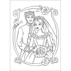 Coloriage Prince et princesse dans un cadre orné de mariage