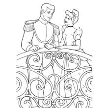 Coloriage Prince et Cendrillon sur le balcon