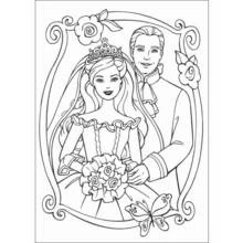 Coloriage Prince et princesse en portrait de mariage
