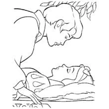 Coloriage Prince penché sur une princesse endormie