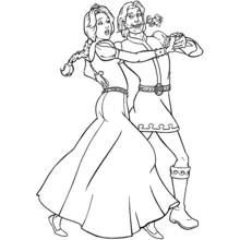 Coloriage Prince Charmant et Fiona en train de danser