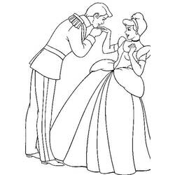 Coloriage Prince embrassant la main de Cendrillon