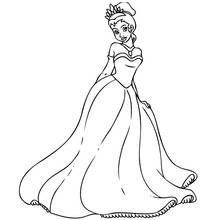 Coloriage Princesse en robe de bal élégante