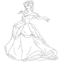 Coloriage Belle en robe de bal