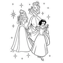 Coloriage Princesse trio avec Aurore, Belle et Blanche-Neige