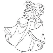 Coloriage Princesse Aurore en robe de bal