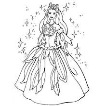 Coloriage Princesse Barbie en robe scintillante